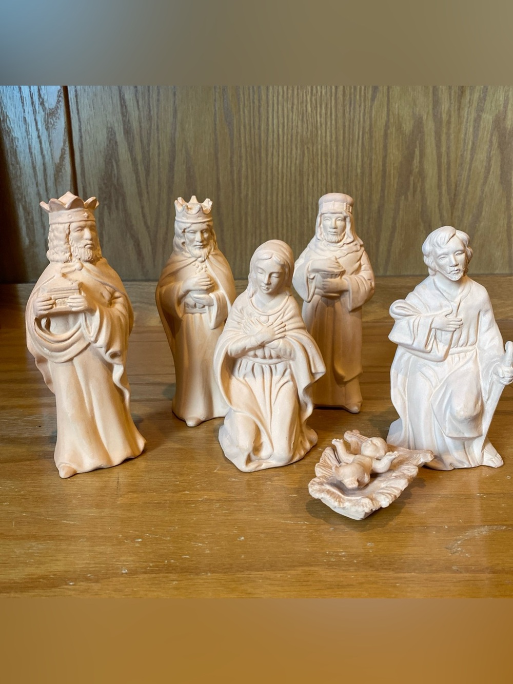 Vintage 6 Piece Terra Cotta Clay Pottery Nativity Set Patmar Japan Christmas